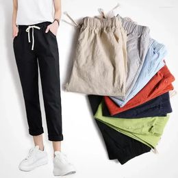 Women's Pants Spring Summer Thin Straight Loose Cotton Linen Girls Washed Harem Women Lace Up Casual Ladies Trousers Oversize 2xl