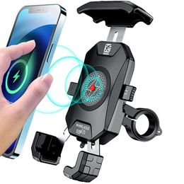 Cell Phone Mounts Holders Motorcycle Phone Holder for Moto Support Telephone Mobile Stand Mount Wireless Charger Motor Bike Cellphone Handlebar Bracket 240322