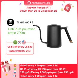 Tools Timemore Fish Pure Pour Over Kettle 700ml 6mm Spout Coffee Pot Easy Make Vertical Water Flow Ergonomic Handle Gooseneck Kettle