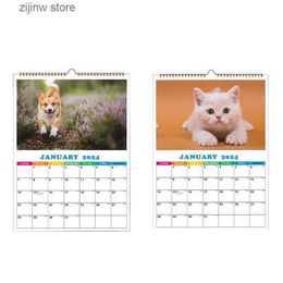Calendar Interesting Animal Calendar 2024 Calendar Wall Calendar Creative Pet Dog and Cat Time Plan Hanging Calendar New Year Decoration Y240322