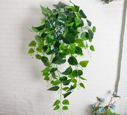 Wall Decor artificial Greenery fake Plant Ivy Leaf Plastic Garland Vine artificial flowers Fake Foliage wall Hanging latex green p2149035