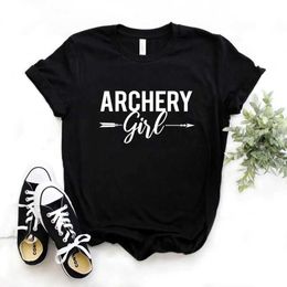 Women's T-Shirt Archery Girl Print Womens T-shirt Cotton casual funny T-shirt suitable for young girls and women Top of the line T-shirt Hipster FS-92 240322