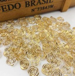 500pcs Gold edge transparent rose flower acrylic buttons for decoration handmade craft sewing accessories70688426029466