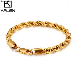 Titanium Steel Jewelry 18k Gold Two-color Twist Chain Mens and Womens Universal Stainless Steel Bracelet