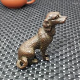 Decorative Figurines Pure Copper Dog Puppy Solid Gatekeeper Zodiac Animal Statue Home Accessories Decoration Feng Shui Gift Bronze Sculpture