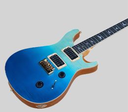 Factory Custom Blue Sunburst prs Electric Guitar with Gold Hardware,Bird Fret Inlay,Flame Maple Veneer,Can be Customized