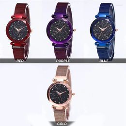 Wristwatches Ladies Watch Starry Sky Diamond Dial Women Bracelet Watches Magnetic Stainless