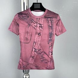 Women's T Shirts 2024 Summer Fashion Women Prints High Strecth Casual T-Shirt Female Chic Tank Tops Tee 2 Color Ddxgz2 2.20