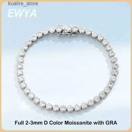 Charm Bracelets EWYA GRA Certified D Colour 2-3mm Full Moissanite Tennis For Women S925 Silver Plated 18K Bubble Diamond Link s L240322