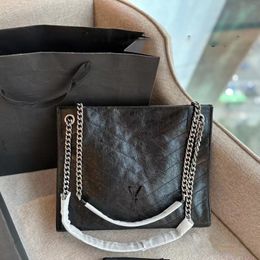 Classic Genuine Leather Tote Bag Designer Bag Luxury Metal Chain Handbag Fashion Cross Body Large Capacity Shopping Bag Casual Weekend Travel Shoulder Bag 2 Colours