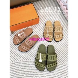 Extra Sandals Leather Slippers 2024 New Pig Nose Second Uncle Slippers for Women Summer Outwear with Genuine Leather Thick Sole Casual Beach S have logo HBAQFR