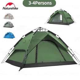 Tents and Shelters Naturehike 3-4 People Automatic Tent Camping Outdoor Quick Open One-touch Pole Waterproof Detachable Top Awning Fast Collection 240322