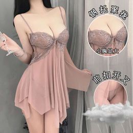 Plus Size 180 Pounds, Chubby Mm, Fun Suspender, Pajama, Chest Support, Gathered Lingerie, Deep V, Sexy Pyjama For Women 961143