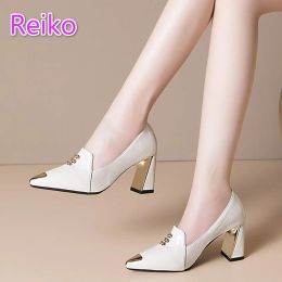 Boots Pointed Toe Single Shoes Women Spring 2021 New Comfortable Highheeled Women's Shoes Thick Heel Small Leather Shoes Women