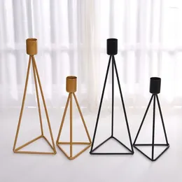 Candle Holders Geometric Triangle Candlestick Vintage Wire Cup Golden Black Rose Gold Holder Wedding Party Decor