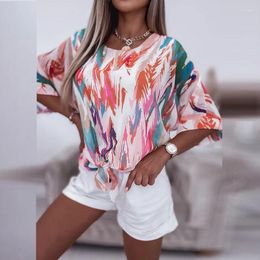 Women's T Shirts 2024 Beautiful Graffti Graphic Fashinable Tees Shirt Summer All Match Short Sleeve Baggy Pullover Arrival Women O-Neck Tops