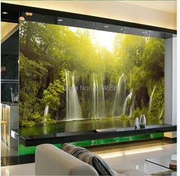 Wallpapers Custom- Modern 3D Mural Children's Room Bedroom Dining Living TV Backdrop Wallpaper Green Waterfall