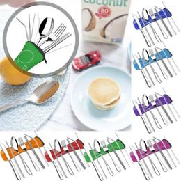 Dinnerware Sets 7Pcs/Set Stainless Steel Portable For Travel Picnic Camping Fork Spoon Knife Chopsticks Straw Tableware Cutlery
