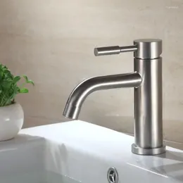 Bathroom Sink Faucets 304 Stainless Steel Brushed Anti-corrosion Rust Single Hole Faucet Basin Blacked Cold Mixer Tap
