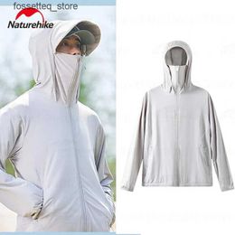 Fashion Face Masks Neck Gaiter Naturehike Mens/Womens Summer Sun Protection Clothing Cool Long Sleeve Jacket Outdoor Fast Drying Hooded facial mask UPF+ L240329