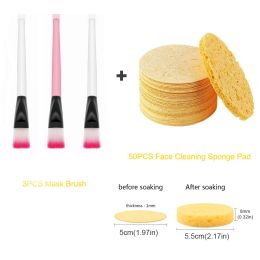 Puff 50Pcs Cellulose Face Cleansing Washing Sponges Make Up Remover Pads,Beauty for Facial SPA Massage Skin Care Tool Send Mask Brush