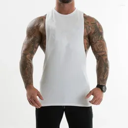 Men's Tank Tops Fitness Running Summer Vest Slim Fit Solid Colour Clothes Exercise Sleeveless Male Clothing