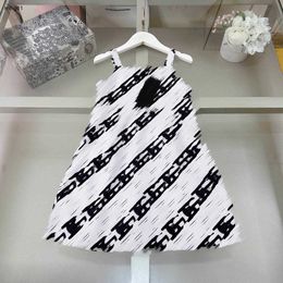 Brand designer kids clothes girls Camisole dresses baby skirt Princess dress Size 90-150 CM Black and white stripe child frock 24Mar