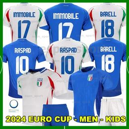 2024 Italys Euro soccer jersey home away 2023 2024 Italian jerseyS SCAMACCA IMMOBILE CHIESA 23 24 football shirts RASPADORI JORGINHO BARELLA Maglia italiana