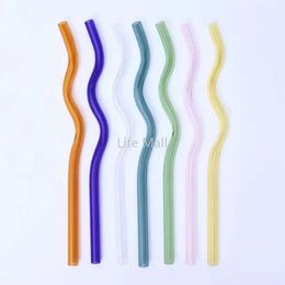 8X200mm Eco Borosilicate Fast Reusable Delivery Glass Drinking Straws High Temperature Resistance Clear Colored Bent Straight Milk Tail Straw DD