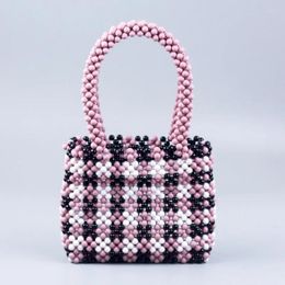 Shoulder Bags Handwoven Beaded Fashion Versatile Women's Bag Trendy Acrylic Coloured Large Capacity Handbag Customised Crystal