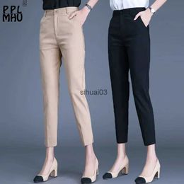 Women's Pants Capris Office Womens Set Classic Pants Womens Khaki Black Work Pants Spring High Waist Tight Pencil Trousers Elegant Capris 85-91cmL2403