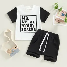 Clothing Sets Infant Toddler Baby Boy Summer Outfit Mr Steal Your Snacks Short Sleeve T Shirt And Shorts Set Cute 2Pcs Clothes