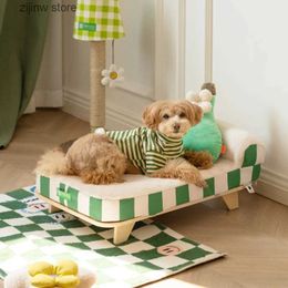 kennels pens Mewoofun Elevated Pet Bed Nordic Pet Stool Bed with Cozy Pad Pet Sofa Bed with Sturdy Wood Legs for Small Dog Kitten Y240322
