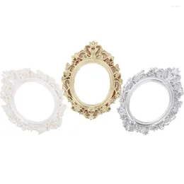 Frames 3 Pcs Round Frame Resin Ornaments Crafts Making Material Mini Picture Vintage Po Miniature Tiny House