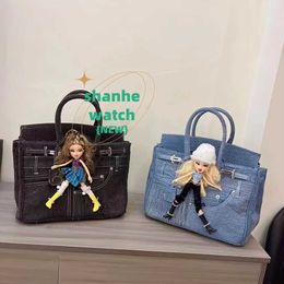 Original Tote Bag Bozhuo Ruis niche dark spicy girl denim bag pranks Kim Kardashian Betsy doll carrying shoulder trend