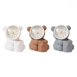 Table Clocks Desk Pencil Pen Holder Multifunctional Alarm Clock Piggy Desktop