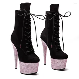 Dance Shoes Fashion Sexy Model Shows Suede Upper 17CM/7Inch Women's Platform Party High Heels Pole Boots 176