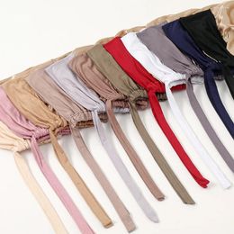Scarves Ethnic Style Solid Colour Base Hat Silk Cotton Elastic Tie Up Adjustable Headband Headscarf Accessories