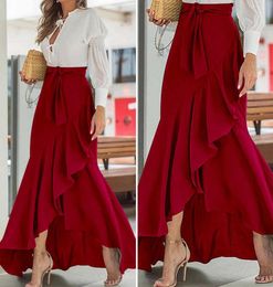 Elegant Party Mermaid Skirts Celmia Fashion Women Asymmetrical Ruffles Skirt Fishtail Summer High Waist Casual Loose Maxi Skirt9925337