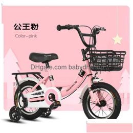 Bikes Ride-Ons Wolface Kids Bike 12/14/16/18/20 Inch Aluminum Alloy With Basket And Training Wheels Road High Load Safety Walker 2 Dhifi