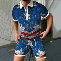 Men's Tracksuits Summer 3D Digital Printed Short Sleeved Shirt And Shorts Casual Sports Suit Brocade Tuxedo Business Attire For Men