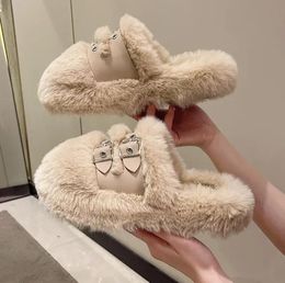 Pantofole invernali in peluche da donna scarpe in cotone casa pantofole in peluche con suola spessa per interni ed esterni pane alla moda comode scarpe basse soffici Calore Pantofole pelose