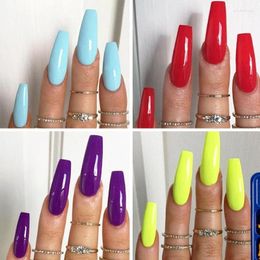 False Nails 100pcs Candy Colourful Tips Full Coverage Long Ballerina Nail Art French Acrylic Manicure Extension Tools