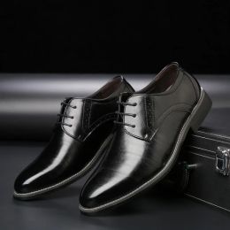 Shoes Men Oxfords Shoes British Black Blue Shoes Leather Handmade Comfortable Formal Dress Men Flats LaceUp Bullock Business Shoes