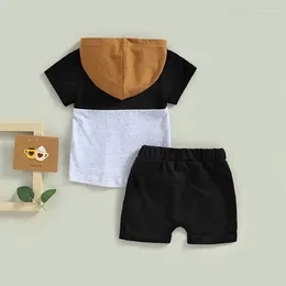 Clothing Sets Infant Baby Boy Girl Summer Clothes Short Sleeve Hooded Top And Casual Shorts Set Toddler 2 Piece Outfits