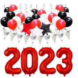 New Year Set 2023 Red Balloons Christmas Air Globos Xmas Baby Shower Childrens Birthday Graduations Party Decorations Kids Toys Gifts Cpa4463