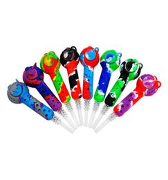 4.9inches Silicone Collector Kit With Quartz Tips Nector Collector Kit silicone pipes high quality Mini NC Smoking Tool7074754