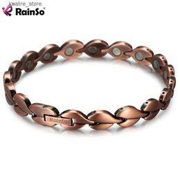 Charm Bracelets Rainso Vintage Magnetic Copper For Women Healthy Bio Energy Heart Bangle Daily Wear Jewelry Loves Gift L240322