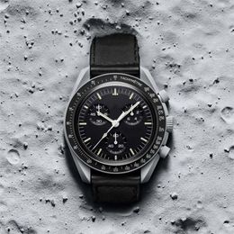 Designer Bioceramic Planet Moon Mens Watches Black Sport Watch 42mm Nylon Watches Quartz Clock Relogio Masculino Stainless Sapphir241w