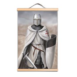 Upgrade Your Room Wall Decor with This Armour Warrior Canvas Scroll Painting Wall Hanging Banner - Vintage Knights Templar Art Poster Wall Chart CD20